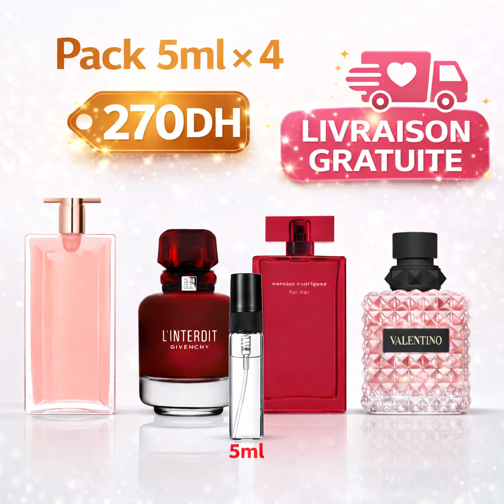 Pack 5ml IDOLE EDP + INTERDIT ROUGE EDP + NARCISO INTENSE + VALENTINO EDP